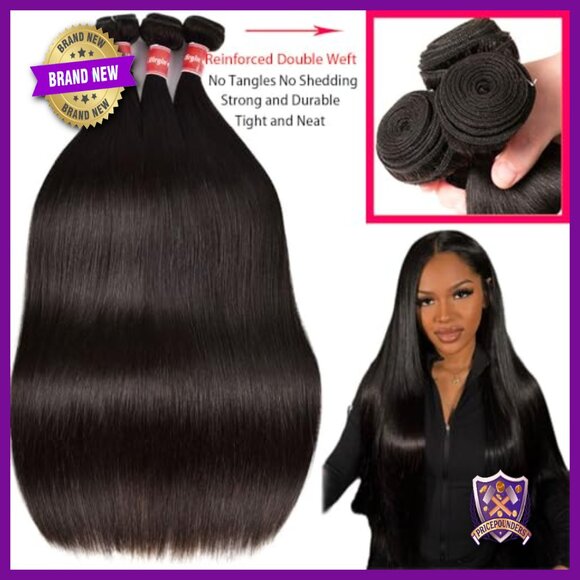Brazilian Virgin Straight Human Hair Extensions 16 18 20 Inch Bundles main image 4
